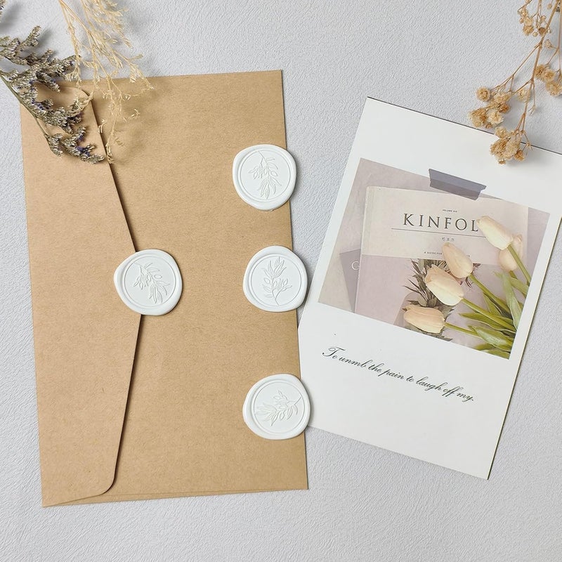 Pilloze 50Pcs White Self-Adhesive Wax Seal Stickers - Wax Seal Perfect for Wedding Invitation or Envelope Good Adhesion and Easy to Use, Wedding Invitation Accessories - Image 3